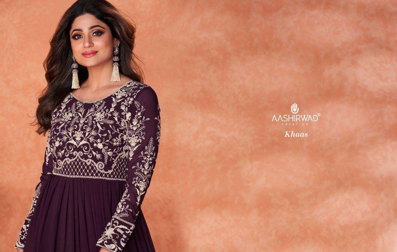 AASHIRWAD CREATION PRESENTS KHAAS FULL STITCHED LONG PARTY WEAR DESIGNER SUITS IN WHOLESALE PRICE IN SURAT - SAI DRESSES