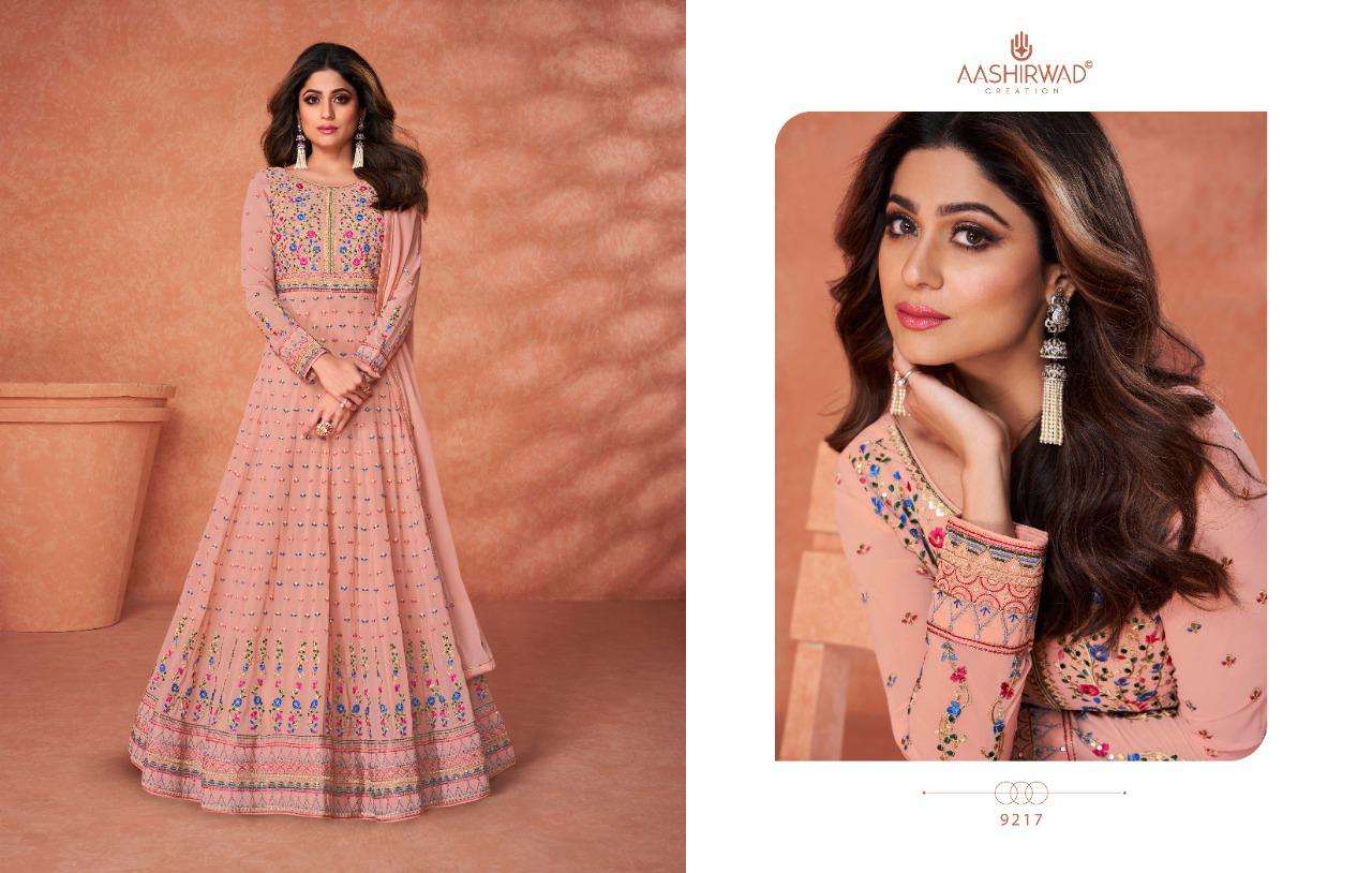 AASHIRWAD CREATION PRESENTS KHAAS FULL STITCHED LONG PARTY WEAR DESIGNER SUITS IN WHOLESALE PRICE IN SURAT - SAI DRESSES