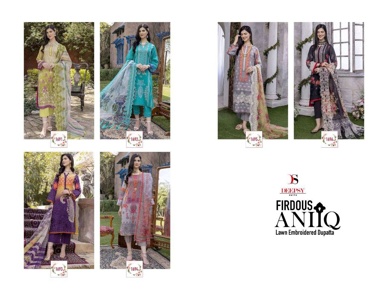 DEEPSY SUITS PRESENT FIRDOUS ANIIQ LAWN EMBROIDERED DUPATTA PAKISTANI DESIGNER SUITS IN WHOLESALE PRICE IN SURAT - SAI DRESSES