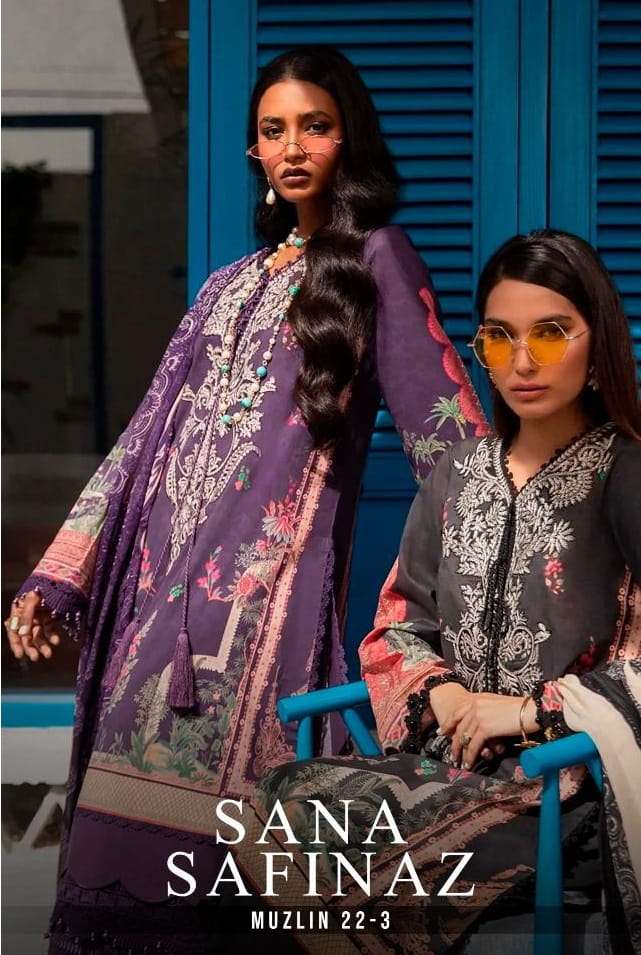 DEEPSY SUITS PRESENT SANA SAFINAZ MUZLIN 22-3 PURE COTTON PAKISTANI DESIGNER SUITS IN WHOLESALE PRICE IN SURAT - SAI DRESSES