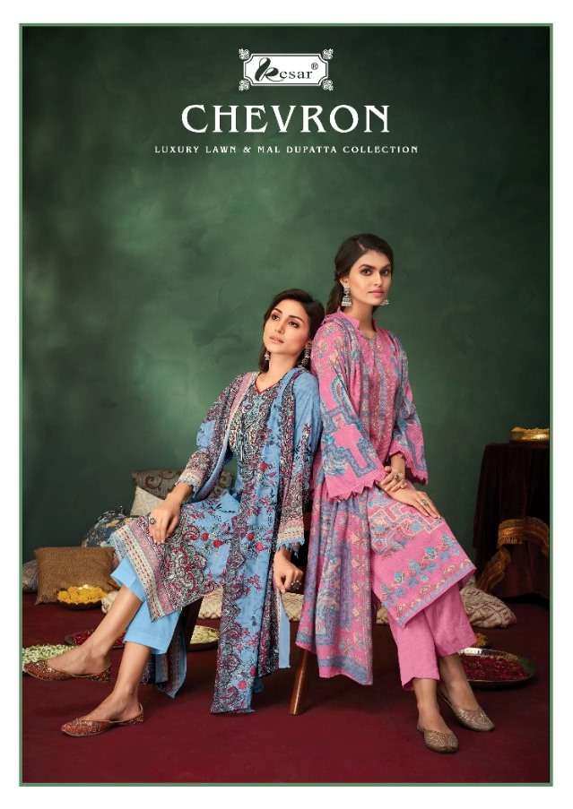 KESAR PRESENT CHEVRON COTTON PRINTED DRESS MATERIAL IN WHOLESALE PRICE IN SURAT - SAI DRESSES