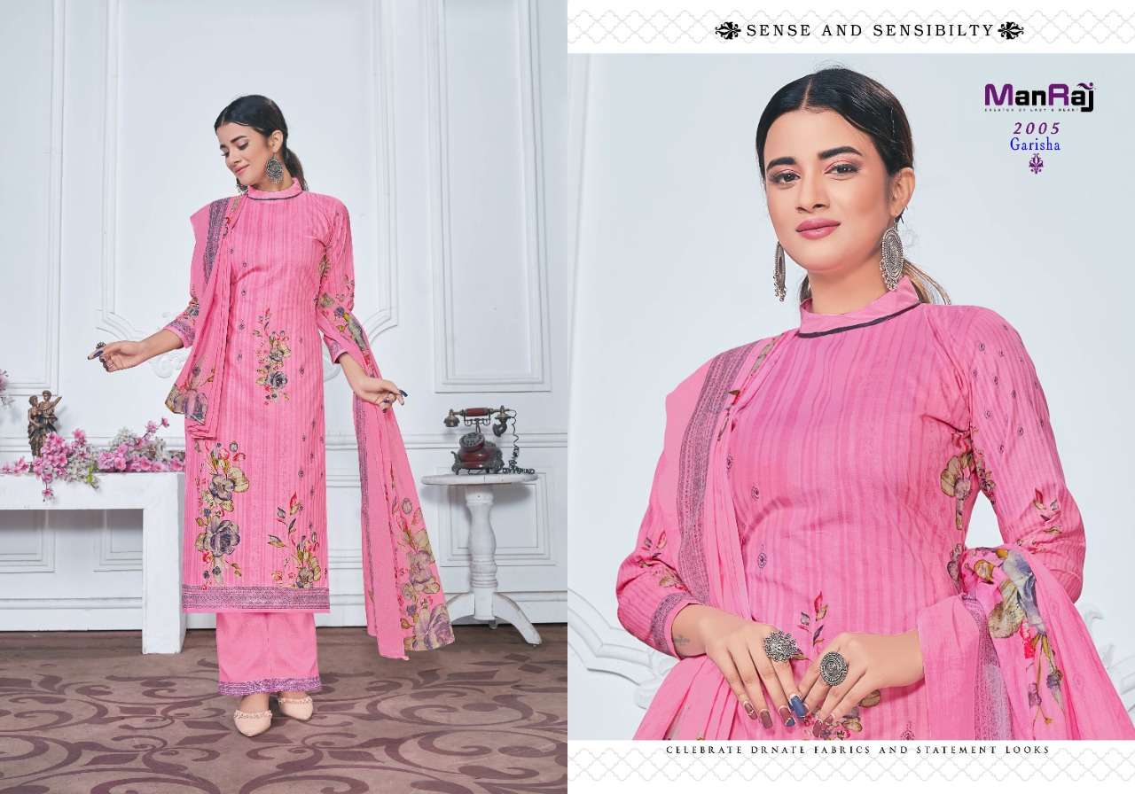 MANRAJ PRESENT GARISHA VOL 2 PURE CAMBRIC PRINTED SALWAR SUITS IN WHOLESALE PRICE IN SURAT - SAI DRESSES