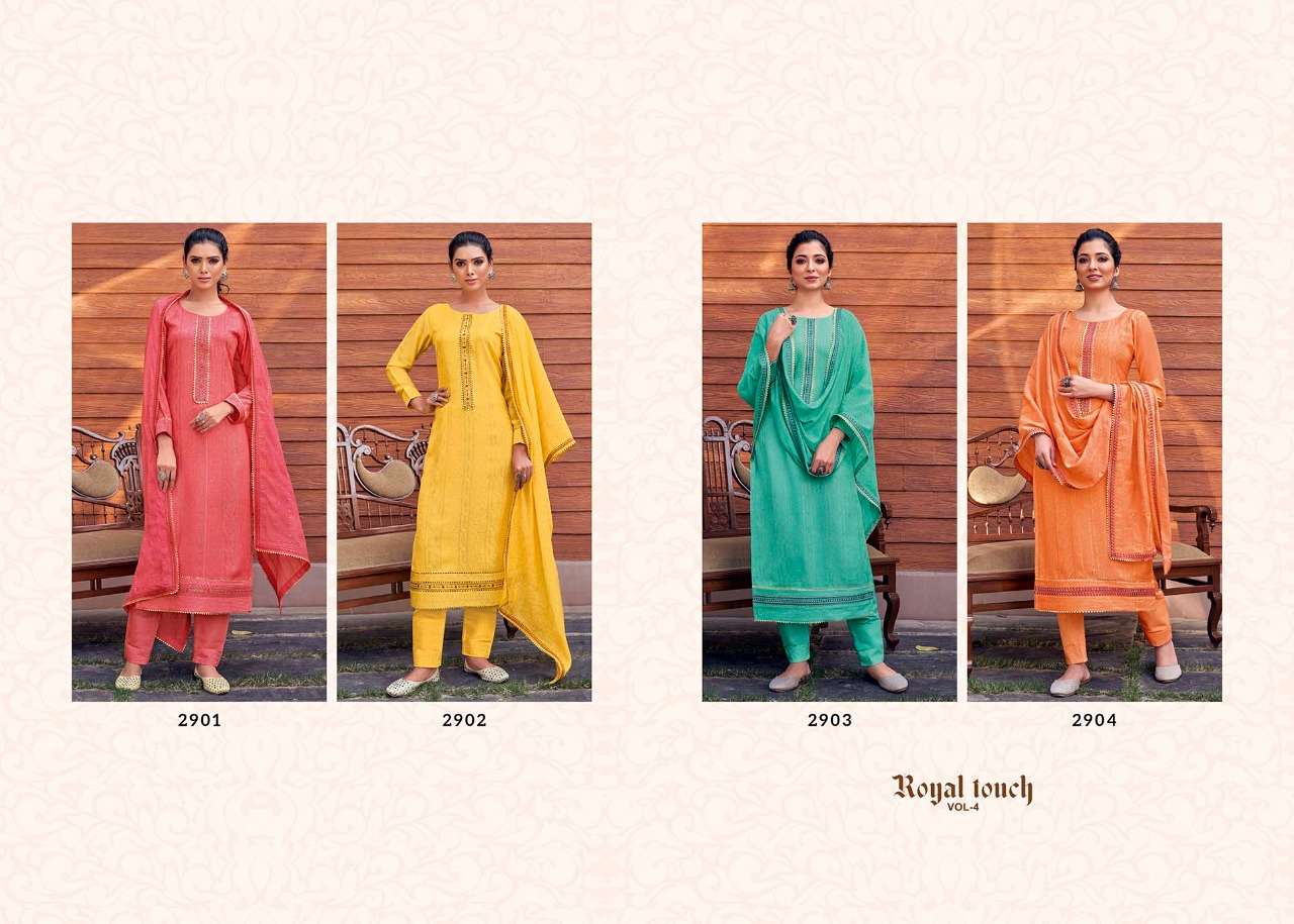RANGOON PRESENT ROYAL TOUCH VOL 4 READYMADE EMBROIDERED DESIGNER SUITS IN WHOLESALE PRICE IN SURAT - SAI DRESSES