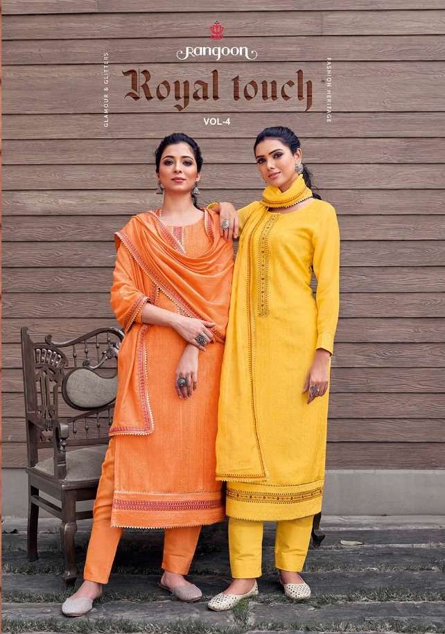 RANGOON PRESENT ROYAL TOUCH VOL 4 READYMADE EMBROIDERED DESIGNER SUITS IN WHOLESALE PRICE IN SURAT - SAI DRESSES