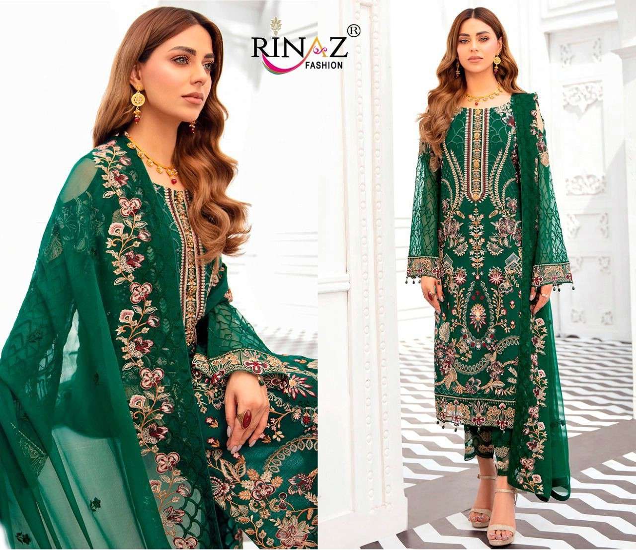 RINAZ FASHION PRESENT RAMSHA VOL- 18 SEMI STITCHED PAKISTANI DESIGNER SUITS IN WHOLESALE PRICE IN SURAT - SAI DRESSES