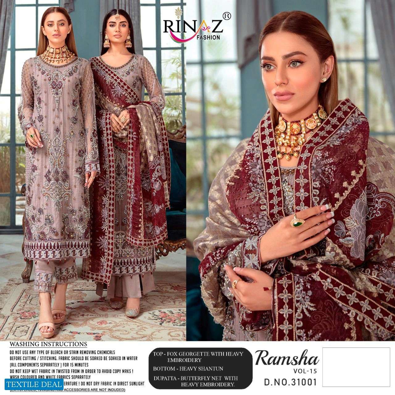 RINAZ FASHION PRESENTS RAMSHA VOL-15 DESIGNER CATALOGUE COLLECTION IN WHOLESALE PRICE IN SURAT - SAI DRESSES  