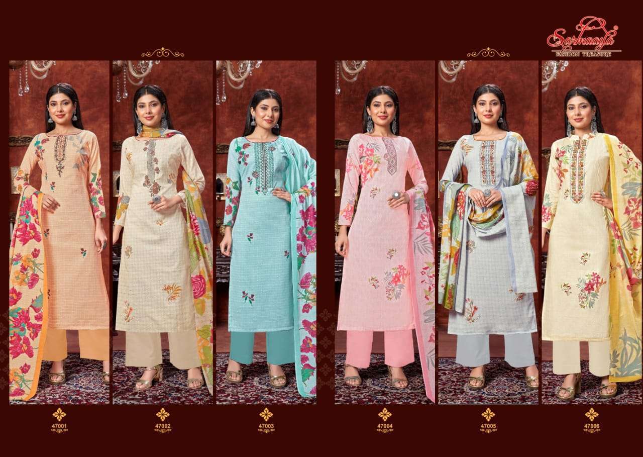 SARMAAYA TEX FAB PRESENT FIZA LAWN COTTON PRINTED SALWAR SUITS IN WHOLESALE PRICE IN SURAT - SAI DRESSES
