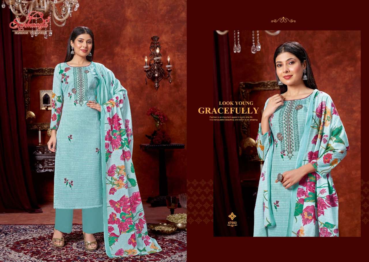 SARMAAYA TEX FAB PRESENT FIZA LAWN COTTON PRINTED SALWAR SUITS IN WHOLESALE PRICE IN SURAT - SAI DRESSES