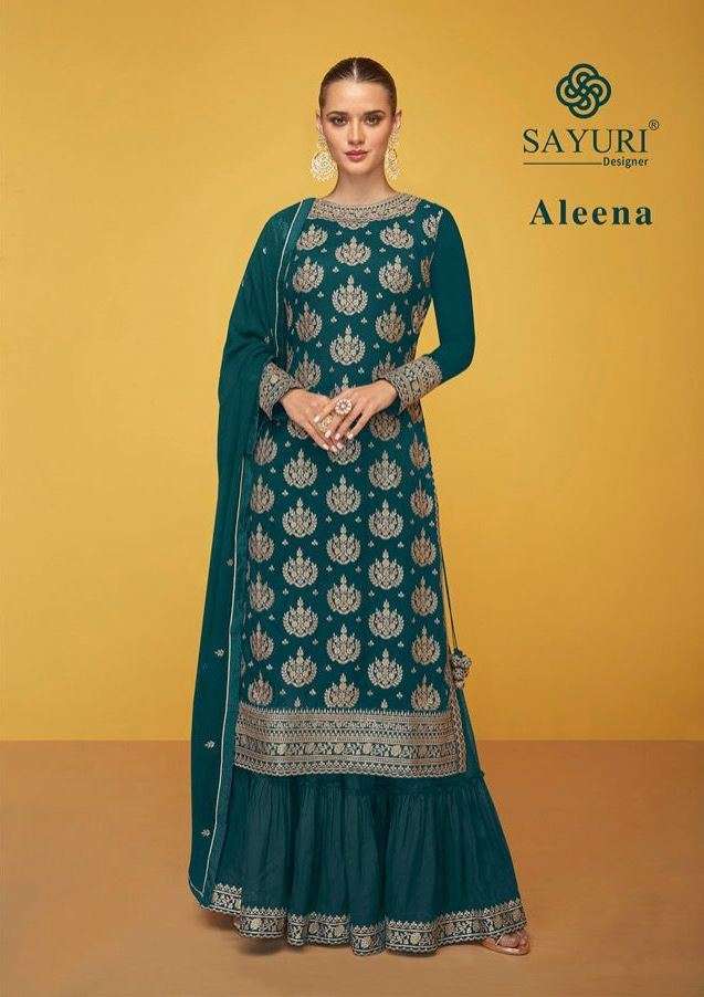 SAYURI DESIGNER PRESENT ALEENA READYMADE HEAVY GEORGETTE DESIGNER SUITS IN WHOLESALE PRICE IN SURAT - SAI DRESSES