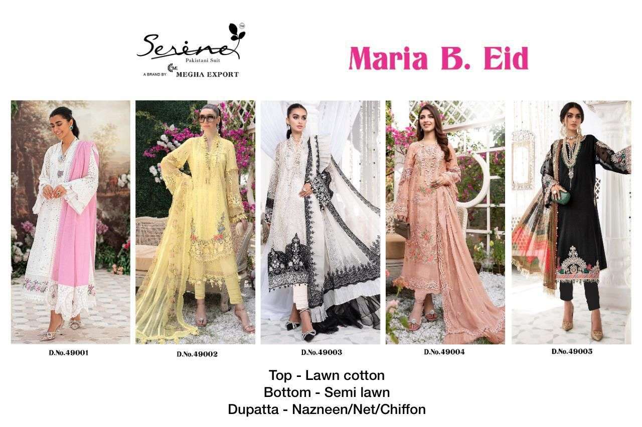 SERENE PRESENT MARIA B EID LAWN COTTON EMBROIDERED PAKISTANI SUITS IN WHOLESALE PRICE IN SURAT - SAI DRESSES