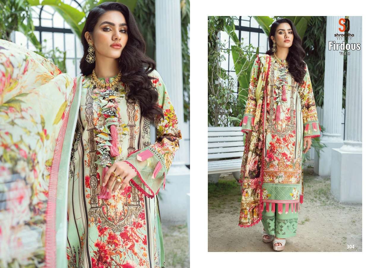 SHRADDHA DESIGNER PRESENT FIRDOUS VOL 3 LAWN COTTON PAKISTANI DESIGNER SUITS IN WHOLESALE PRICE IN SURAT - SAI DRESSES