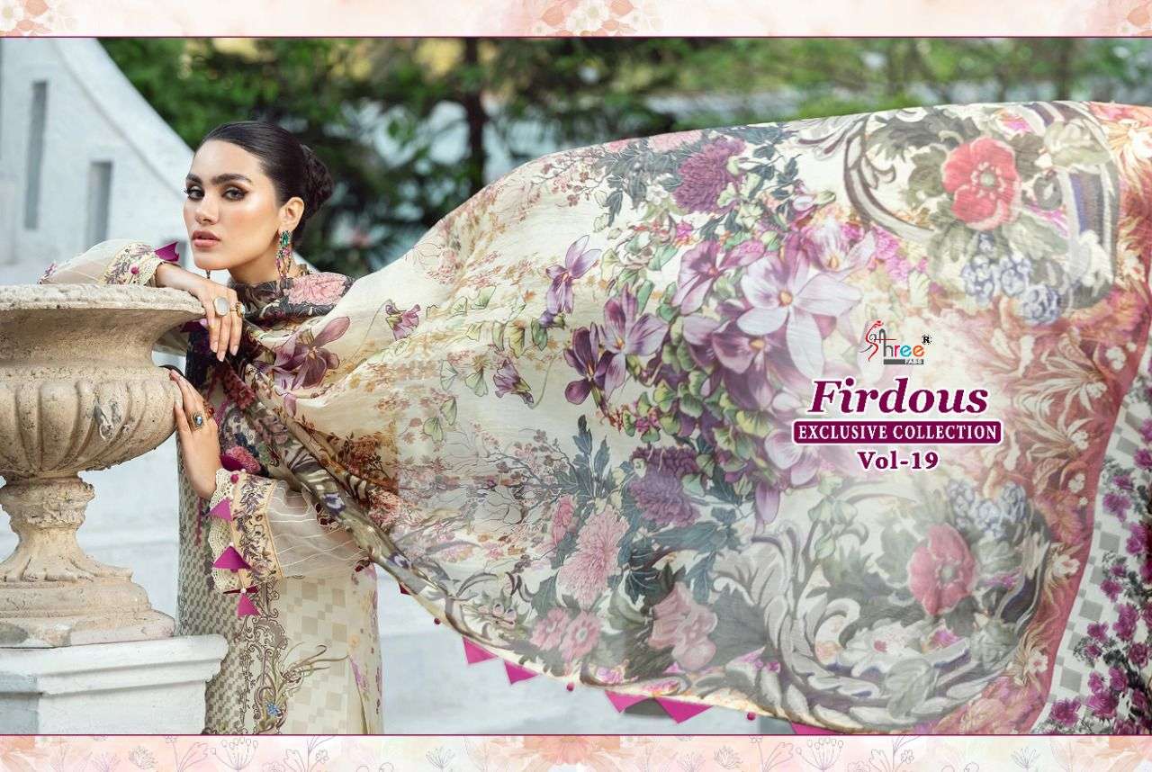 SHREE FABS PRESENT FIRDOUS EXCLUSIVE COLLECTION VOL 19 PAKISTANI SALWAR SUITS IN WHOLESALE PRICE IN SURAT - SAI DRESSES