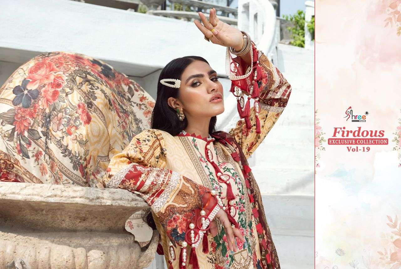 SHREE FABS PRESENT FIRDOUS EXCLUSIVE COLLECTION VOL 19 PAKISTANI SALWAR SUITS IN WHOLESALE PRICE IN SURAT - SAI DRESSES