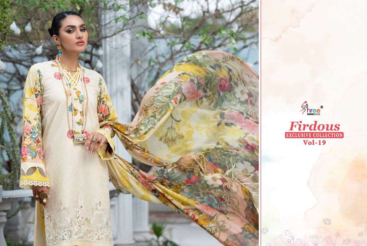 SHREE FABS PRESENT FIRDOUS EXCLUSIVE COLLECTION VOL 19 PAKISTANI SALWAR SUITS IN WHOLESALE PRICE IN SURAT - SAI DRESSES