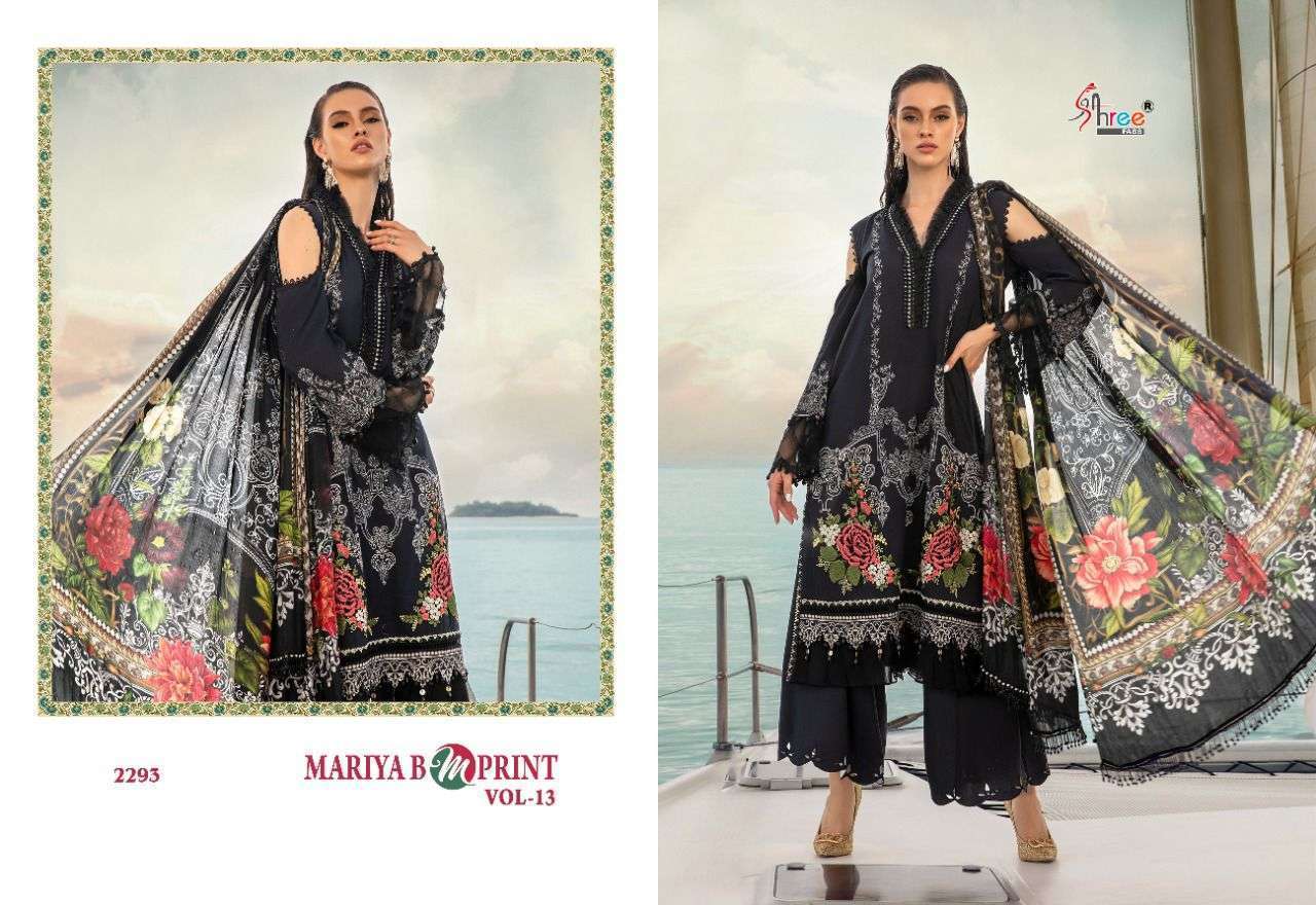 SHREE FABS PRESENT MARIYA B M PRINT VOL 13 COTTON PRINTED PAKISTANI DESIGNER SUITS IN WHOLESALE PRICE IN SURAT - SAI DRESSES