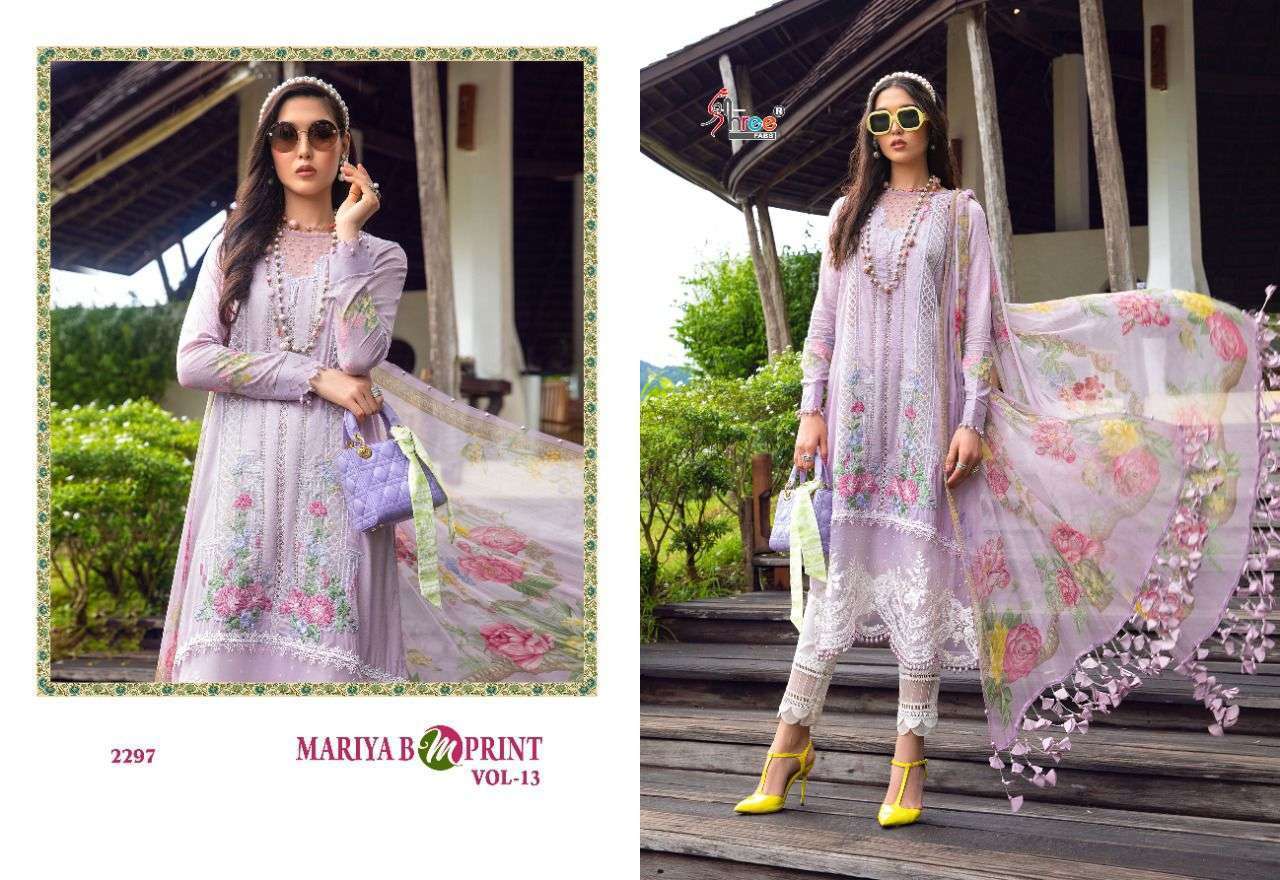 SHREE FABS PRESENT MARIYA B M PRINT VOL 13 COTTON PRINTED PAKISTANI DESIGNER SUITS IN WHOLESALE PRICE IN SURAT - SAI DRESSES