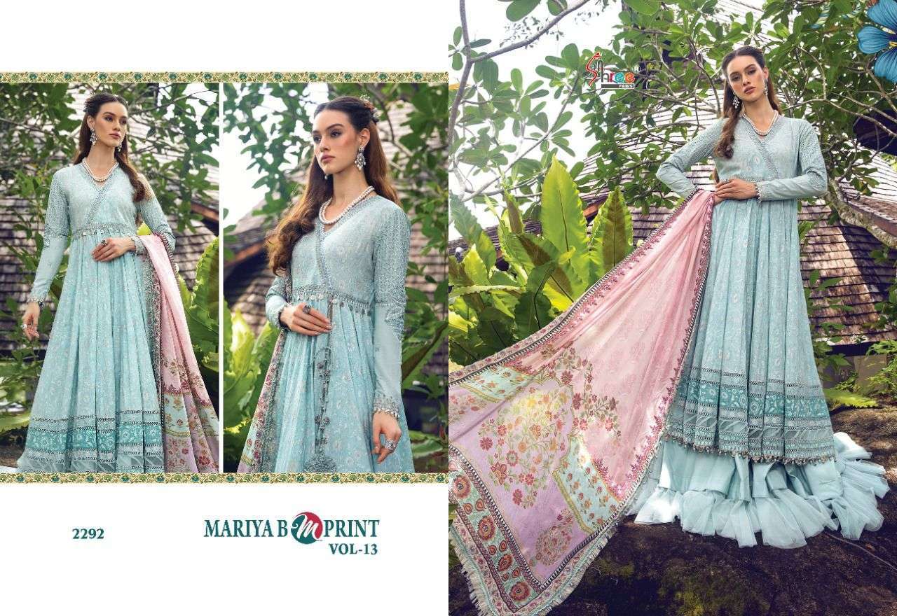SHREE FABS PRESENT MARIYA B M PRINT VOL 13 COTTON PRINTED PAKISTANI DESIGNER SUITS IN WHOLESALE PRICE IN SURAT - SAI DRESSES
