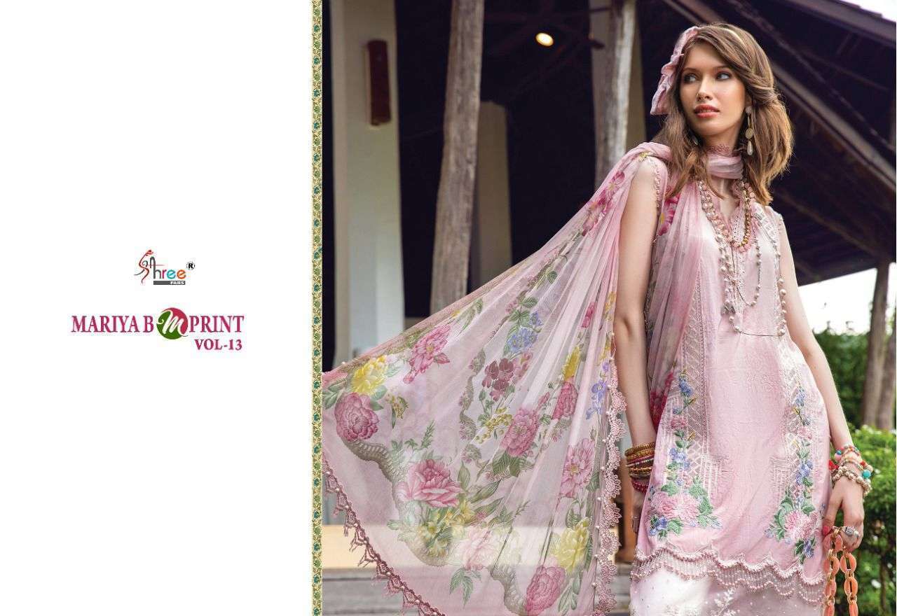 SHREE FABS PRESENT MARIYA B M PRINT VOL 13 COTTON PRINTED PAKISTANI DESIGNER SUITS IN WHOLESALE PRICE IN SURAT - SAI DRESSES