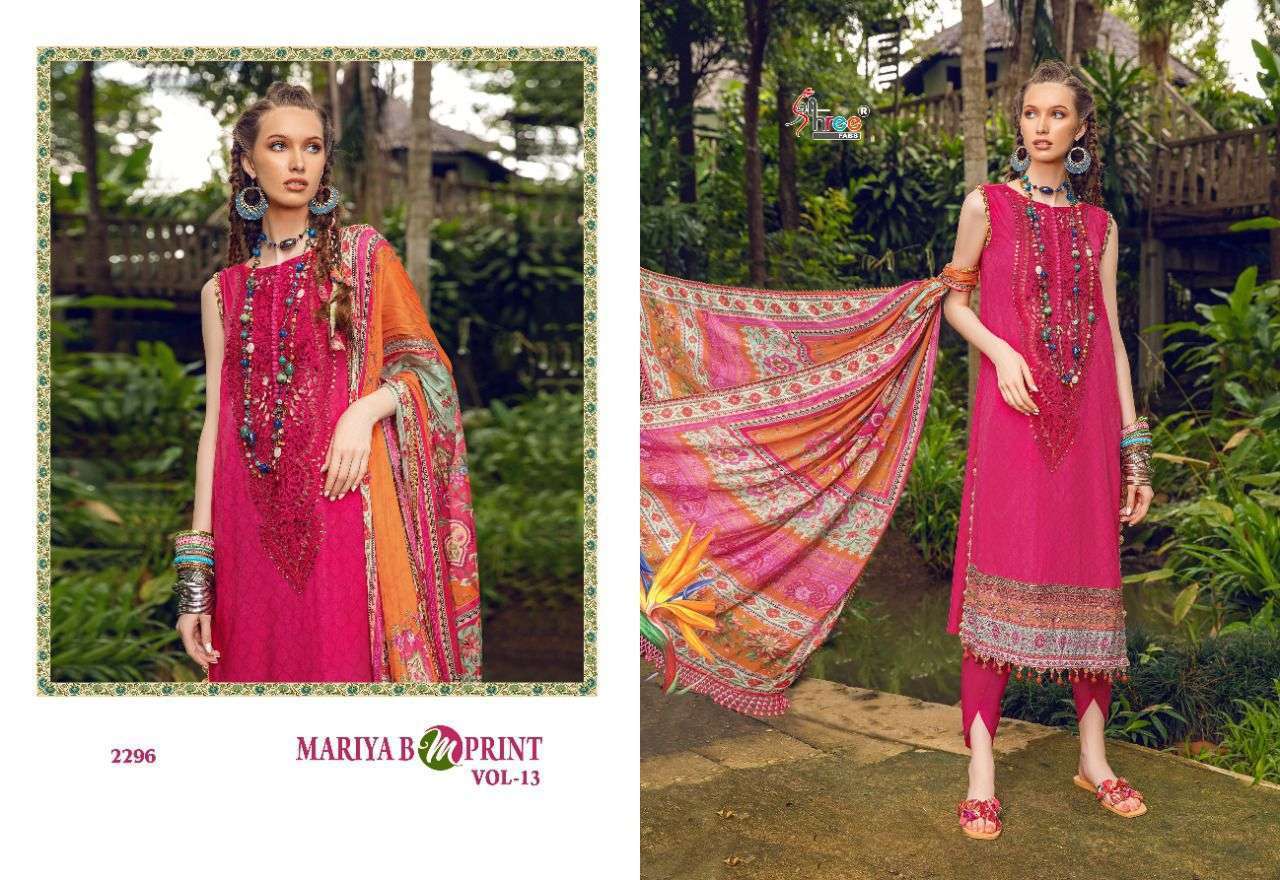 SHREE FABS PRESENT MARIYA B M PRINT VOL 13 COTTON PRINTED PAKISTANI DESIGNER SUITS IN WHOLESALE PRICE IN SURAT - SAI DRESSES