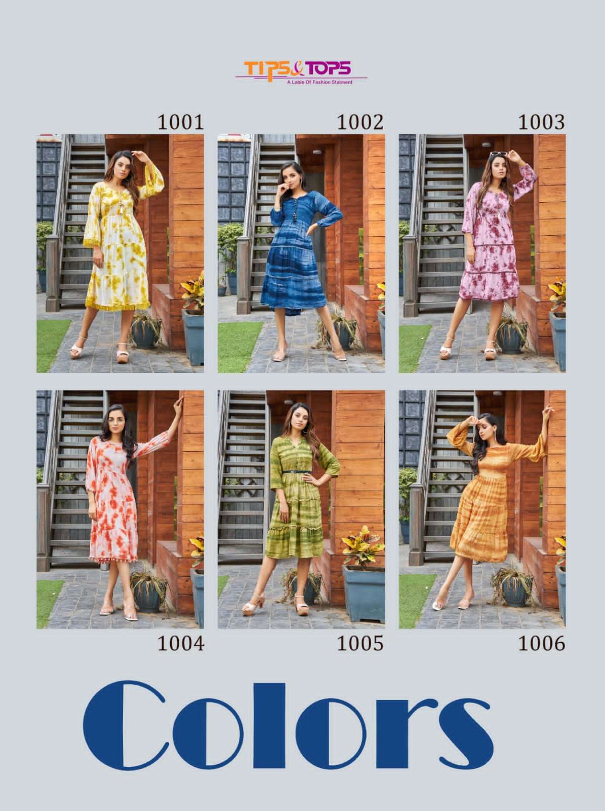 TIPS & TOPS PRESENT COLORS RAYON FANCY KURTIS IN WHOLESALE PRICE IN SURAT - SAI DRESSES