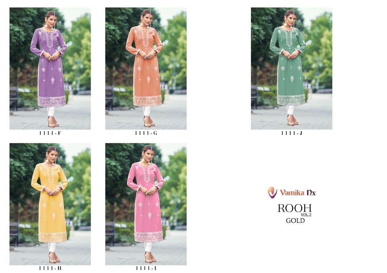 VAMIKA NX PRESENT ROOH VOL 2 GOLD CASUAL WEAR KURTI WITH PANT IN WHOLESALE PRICE IN SURAT - SAI DRESSES