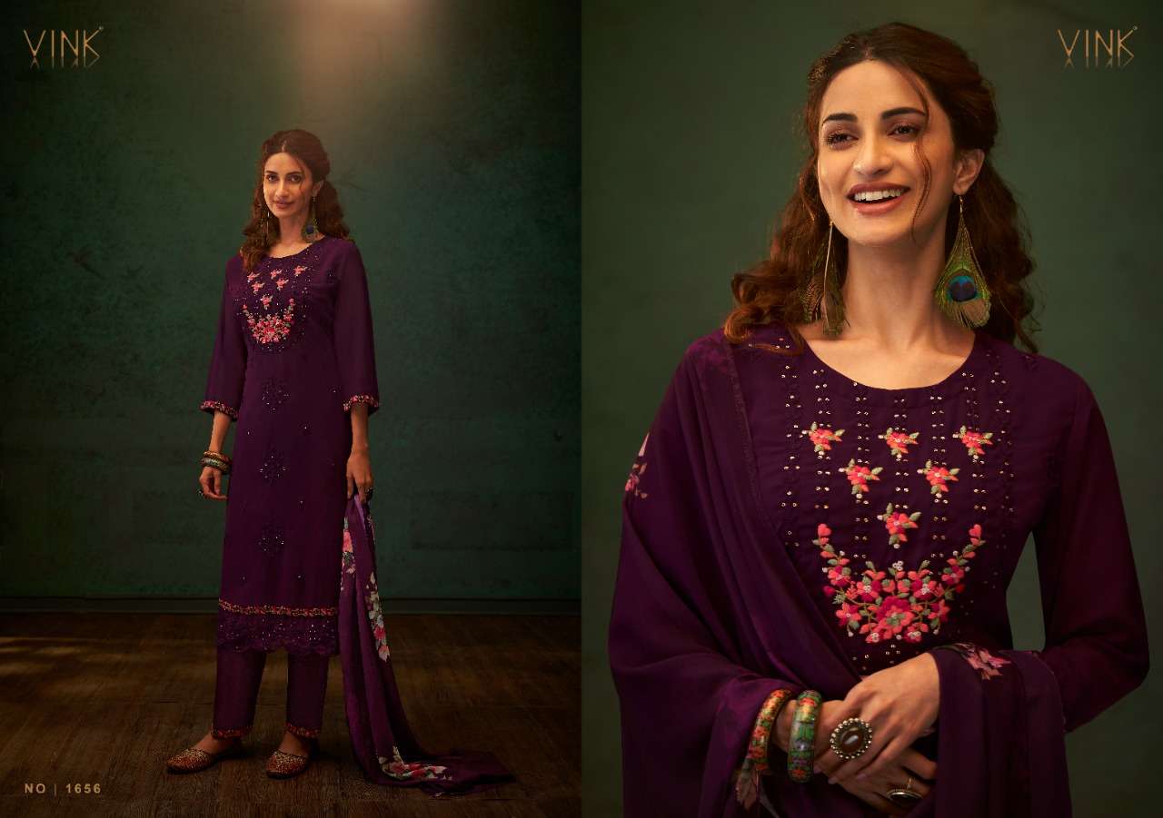 VINK PRESENT PHULKARI VOL 2 GEORGETTE HANDWORK KURTI PANT WITH DUPATTA IN WHOLESALE PRICE IN SURAT - SAI DRESSES 