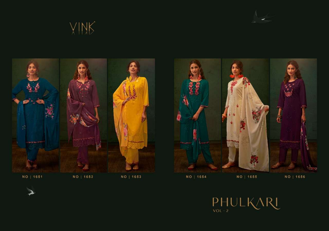 VINK PRESENT PHULKARI VOL 2 GEORGETTE HANDWORK KURTI PANT WITH DUPATTA IN WHOLESALE PRICE IN SURAT - SAI DRESSES 