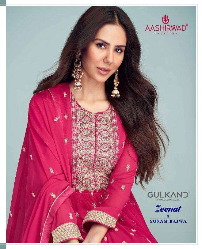 AASHIRWAD CREATION PRESENT ZEENAT READYMADE EXCLUSIVE DESIGNER LONG SUITS IN WHOLESALE PRICE IN SURAT - SAI DRESSES