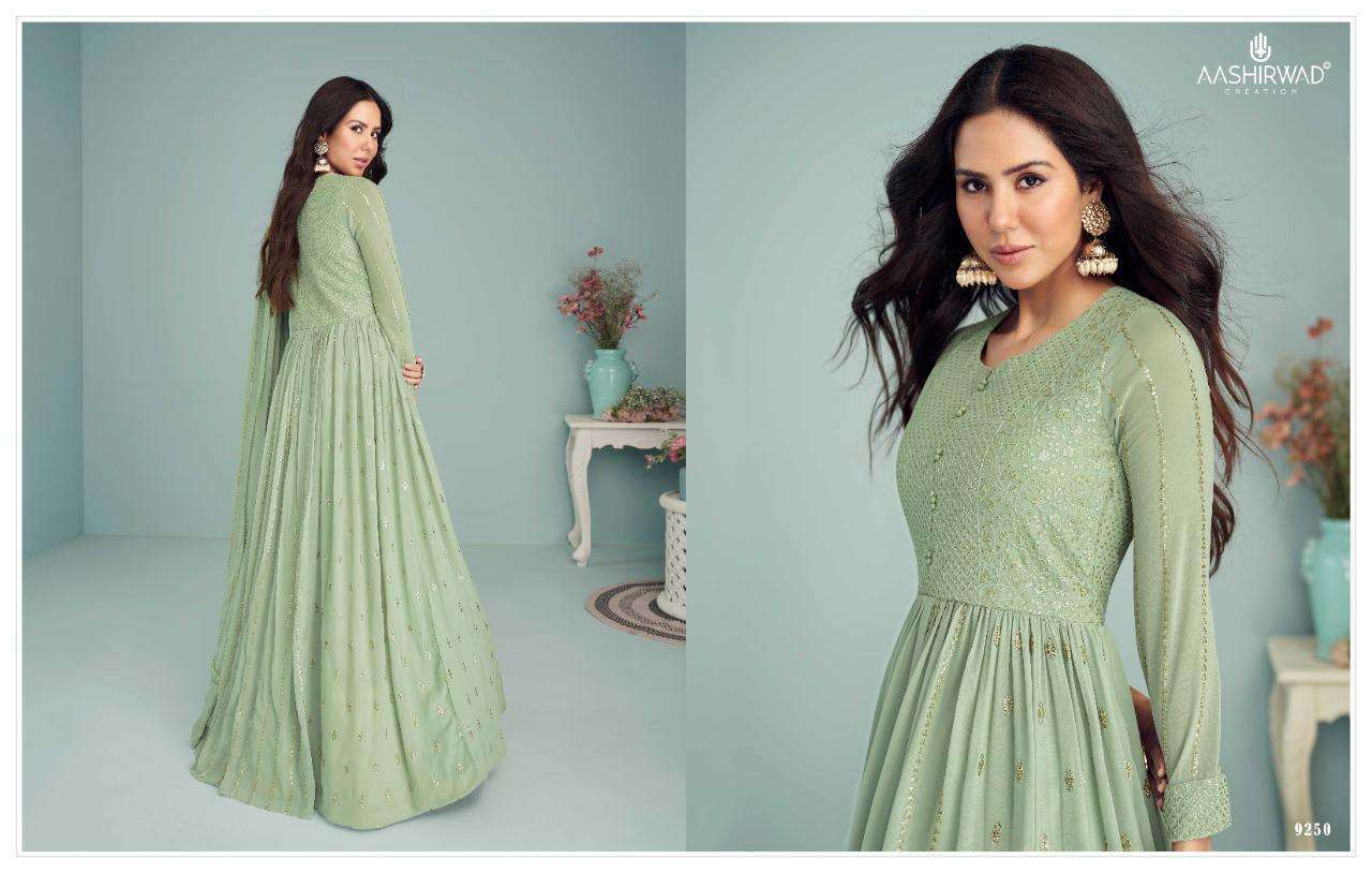 AASHIRWAD CREATION PRESENT ZEENAT READYMADE EXCLUSIVE DESIGNER LONG SUITS IN WHOLESALE PRICE IN SURAT - SAI DRESSES