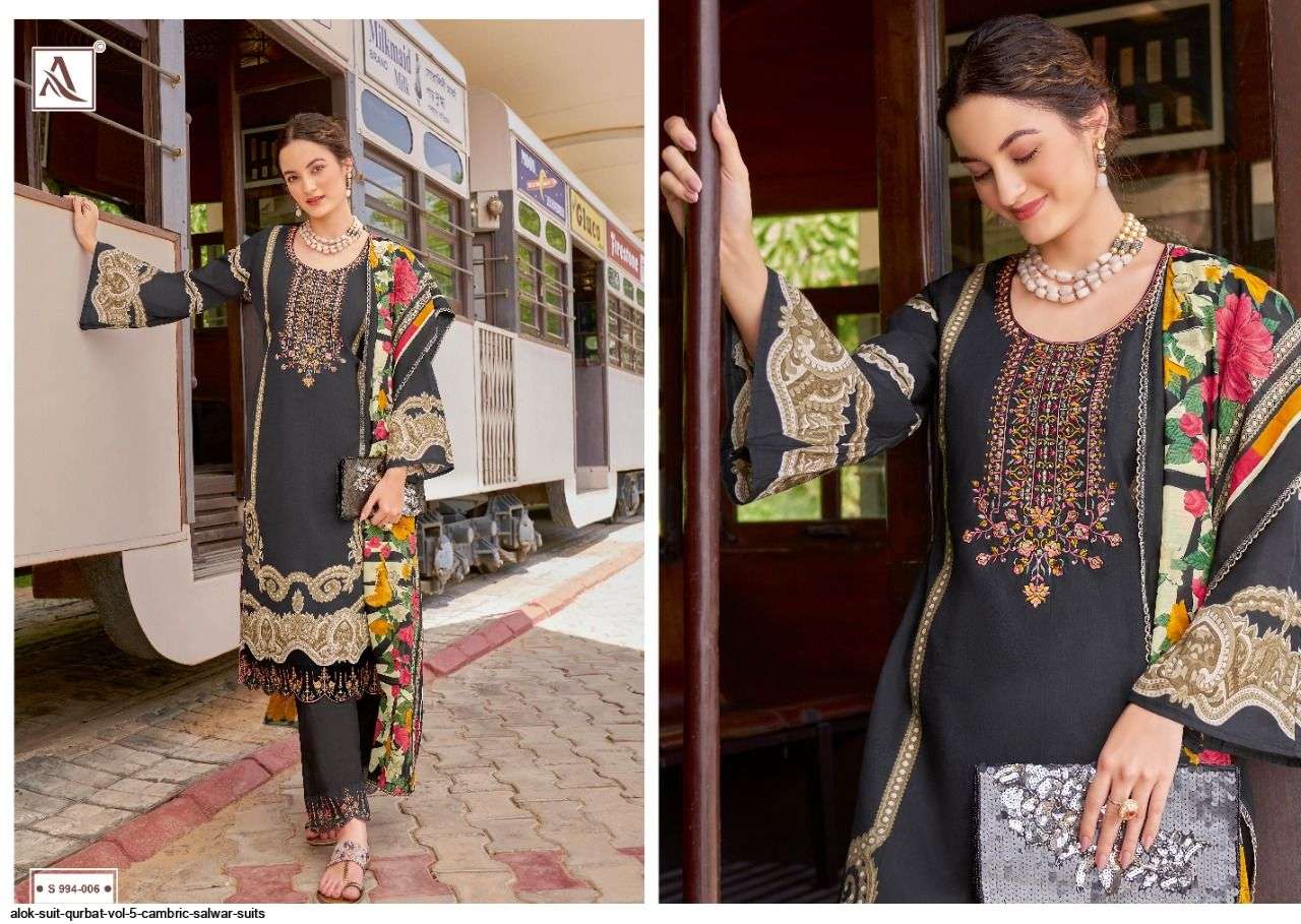 ALOK SUIT PRESENT QURBAT EDITION VOL 5 PAKISTANI DESIGNER SUITS IN WHOLESALE PRICE IN SURAT - SAI DRESSES