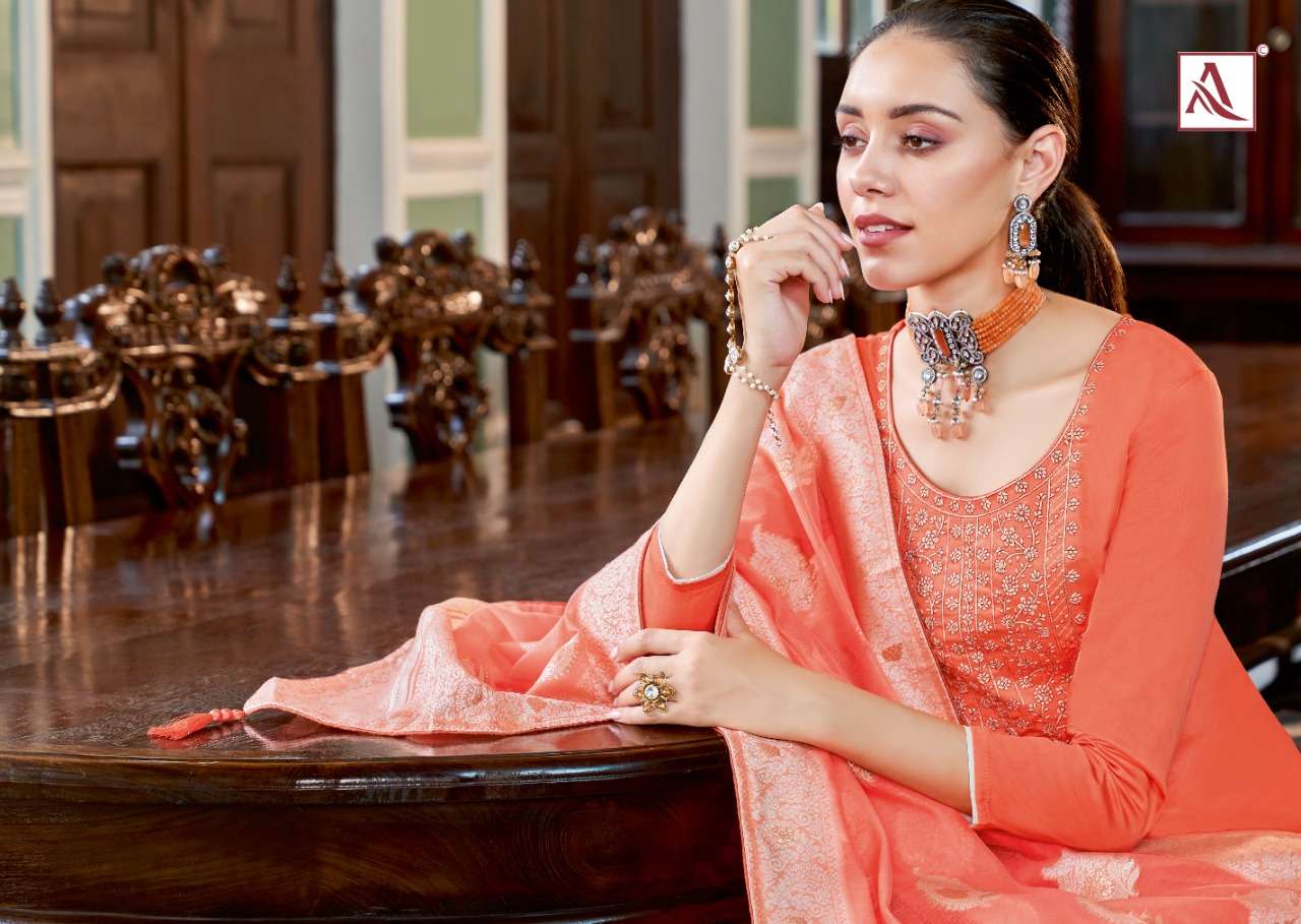 ALOK SUITS PRESENT CLASSIC TOUCH JAM COTTON EMBROIDERED DESIGNER SUITS IN WHOLESALE PRICE IN SURAT - SAI DRESSES