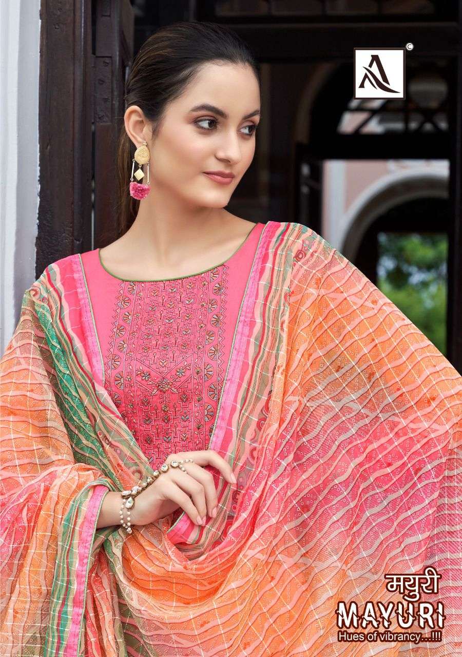 ALOK SUITS PRESENT MAYURI JAM COTTON EMBROIDERED DESIGNER SUITS IN WHOLESALE PRICE IN SURAT - SAI DRESSES