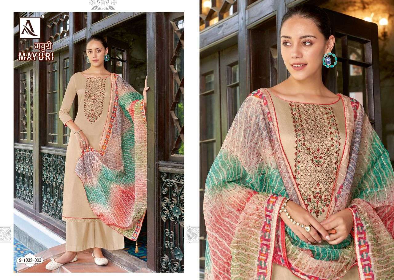 ALOK SUITS PRESENT MAYURI JAM COTTON EMBROIDERED DESIGNER SUITS IN WHOLESALE PRICE IN SURAT - SAI DRESSES