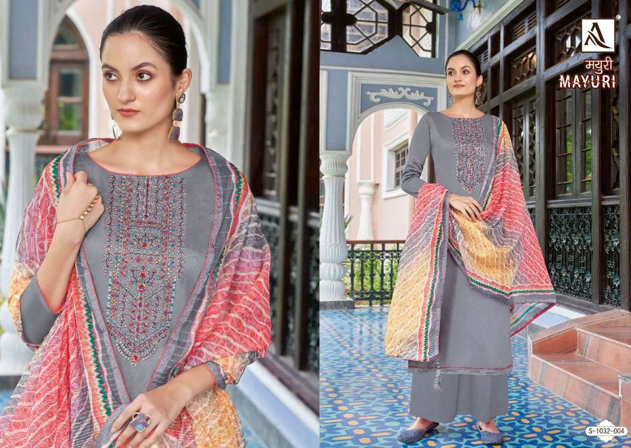 ALOK SUITS PRESENT MAYURI JAM COTTON EMBROIDERED DESIGNER SUITS IN WHOLESALE PRICE IN SURAT - SAI DRESSES