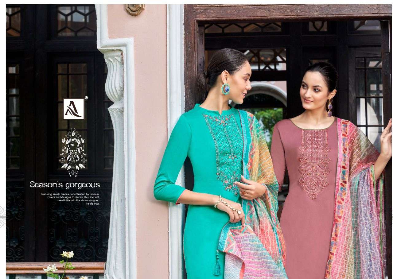 ALOK SUITS PRESENT MAYURI JAM COTTON EMBROIDERED DESIGNER SUITS IN WHOLESALE PRICE IN SURAT - SAI DRESSES