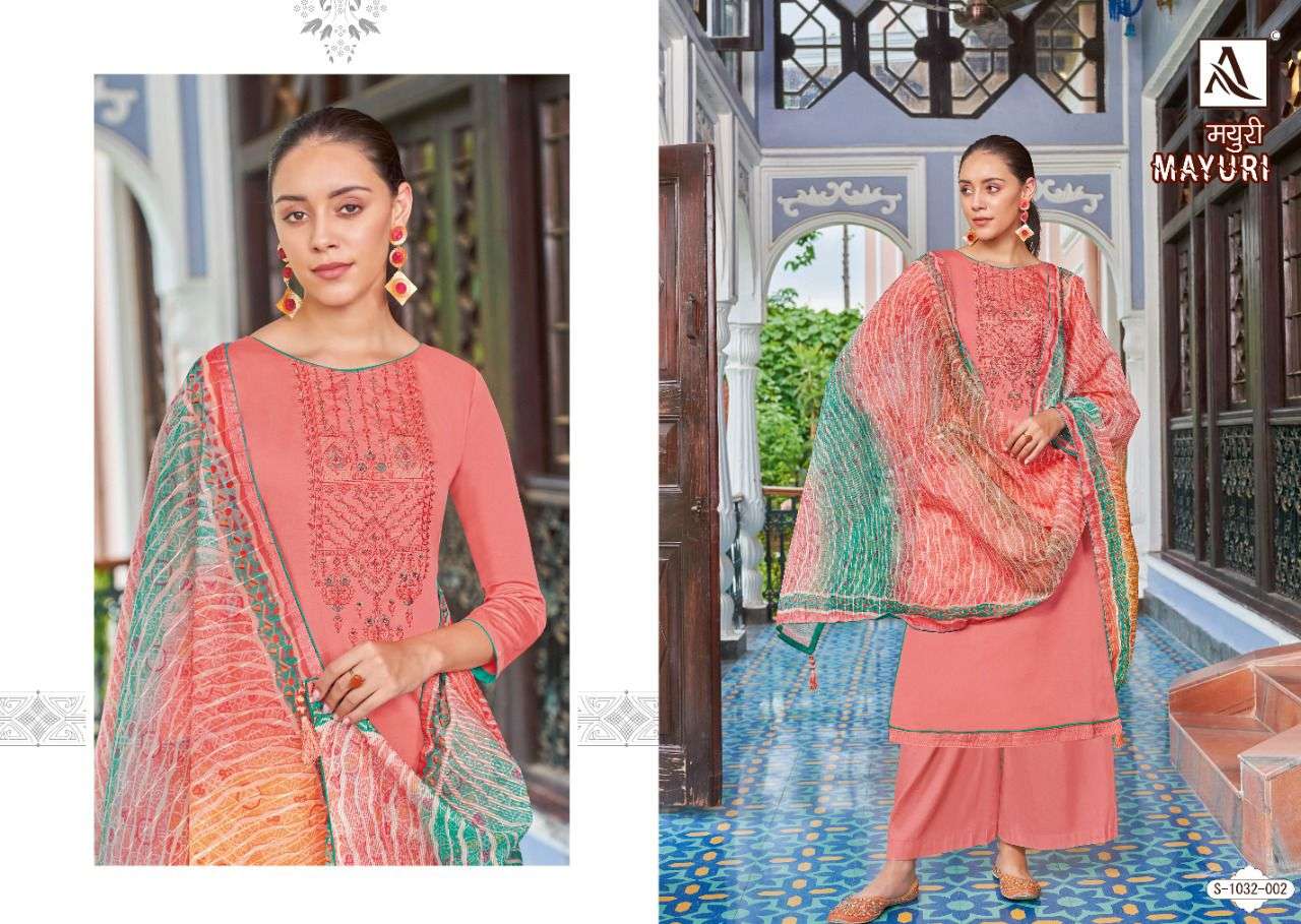 ALOK SUITS PRESENT MAYURI JAM COTTON EMBROIDERED DESIGNER SUITS IN WHOLESALE PRICE IN SURAT - SAI DRESSES
