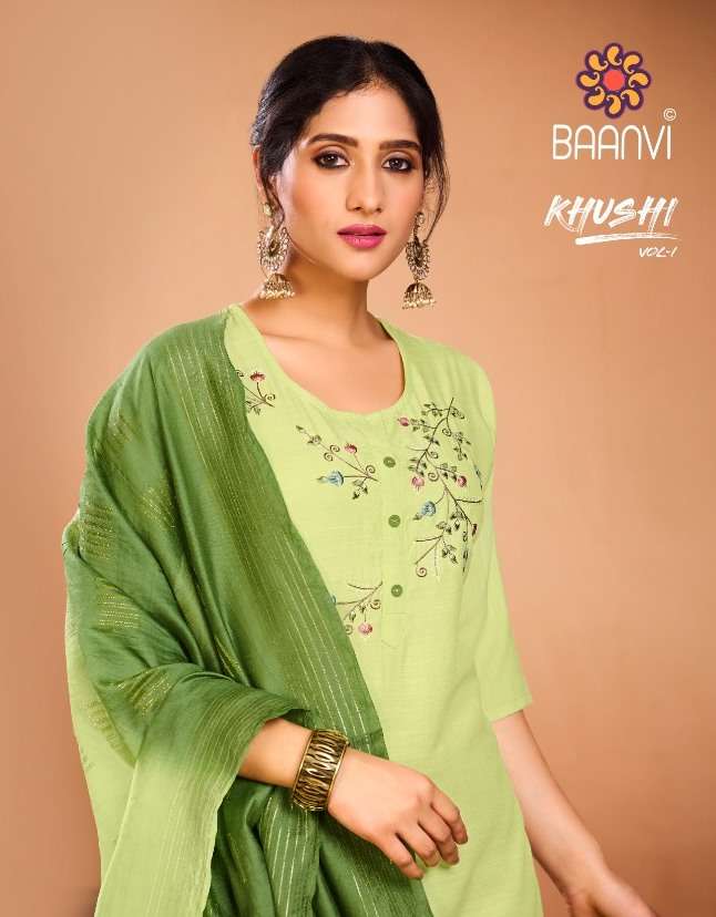 BAANVI PRESENT KHUSHI VOL 1 FESTIVE WEAR PANT STYLE SUITS IN WHOLESALE PRICE IN SURAT - SAI DRESSES