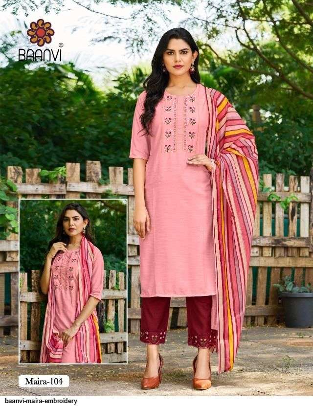 BAANVI PRESENT MAIRA READYMADE PANT STYLE EMBROIDERED DESIGNER SUITS IN WHOLESALE PRICE IN SURAT - SAI DRESSES