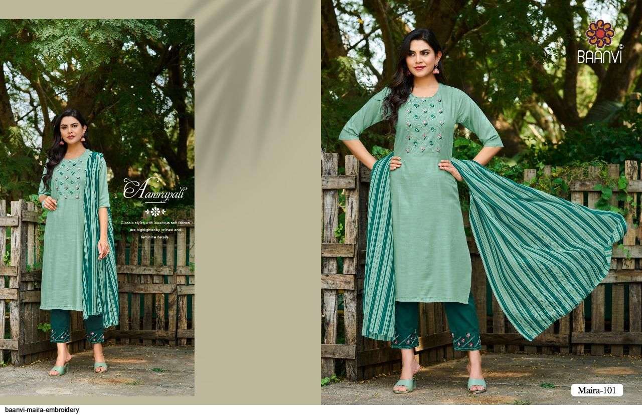 BAANVI PRESENT MAIRA READYMADE PANT STYLE EMBROIDERED DESIGNER SUITS IN WHOLESALE PRICE IN SURAT - SAI DRESSES
