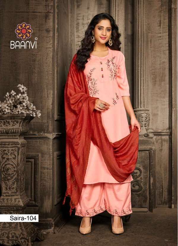 BAANVI PRESENT SAIRA FULL STITCHED DYNAMIC EMBROIDERED SALWAR SUITS IN WHOLESALE PRICE IN SURAT - SAI DRESSES