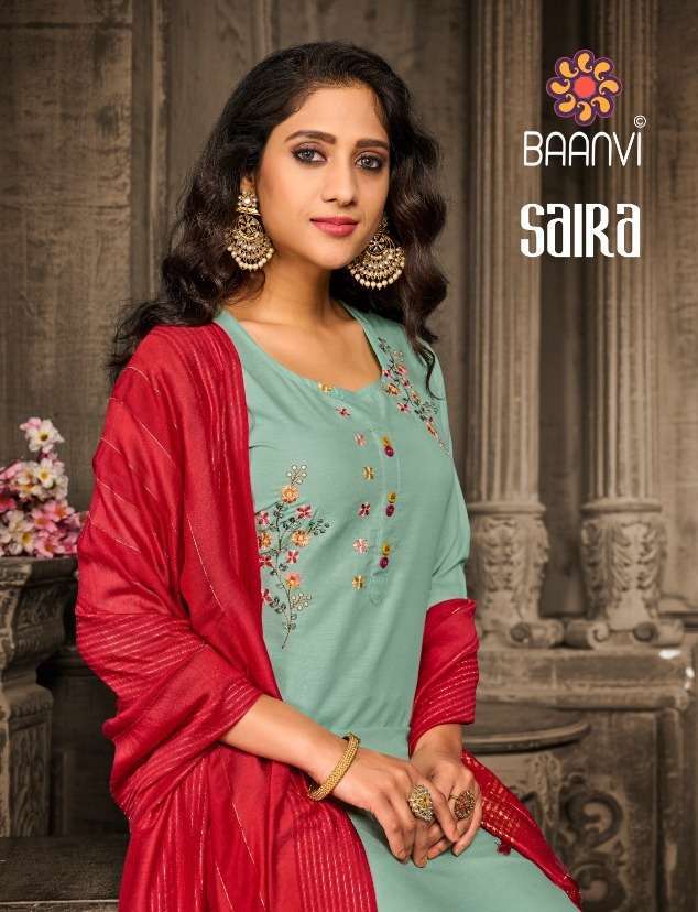 BAANVI PRESENT SAIRA FULL STITCHED DYNAMIC EMBROIDERED SALWAR SUITS IN WHOLESALE PRICE IN SURAT - SAI DRESSES