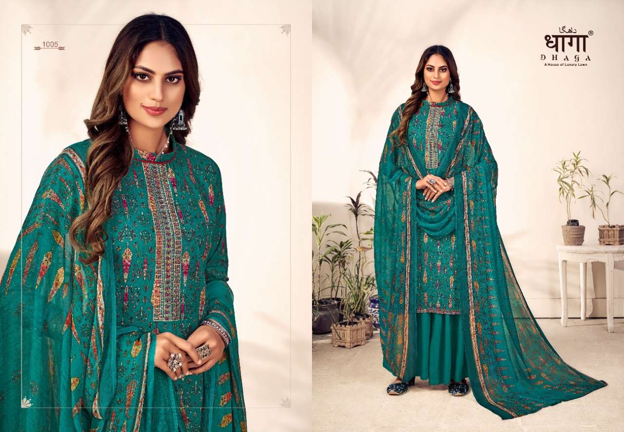 DHAGA PRESENT KHWAAB PURE COTTON WITH DIGITAL PRINTED DESIGNER SUITS IN WHOLESALE PRICE IN SURAT - SAI DRESSES