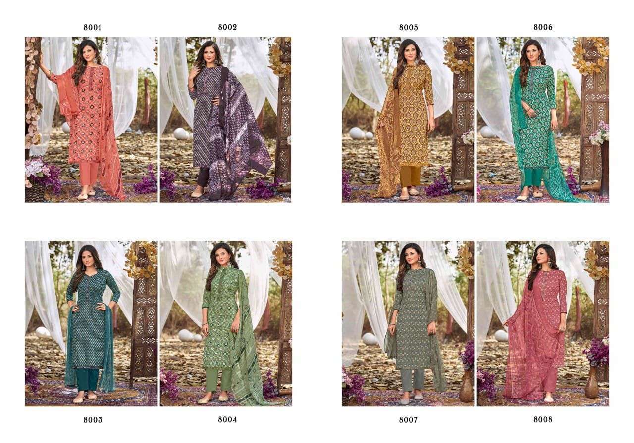 FEMAYRAA FASHION PRESENT SAIRA VOL 8 CAMBRIC COTTON WITH EMBROIDERY WORK PANT STYLE  DRESS MATERIAL IN WHOLESALE PRICE IN SURAT - SAI DRESSES