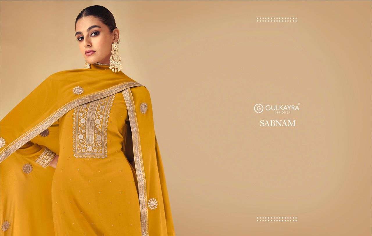 GULKAYRA DESIGNER PRESENT SABNAM SEMI STITCHED PARTY WEAR DESIGNER SUITS IN WHOLESALE PRICE IN SURAT - SAI DRESSES