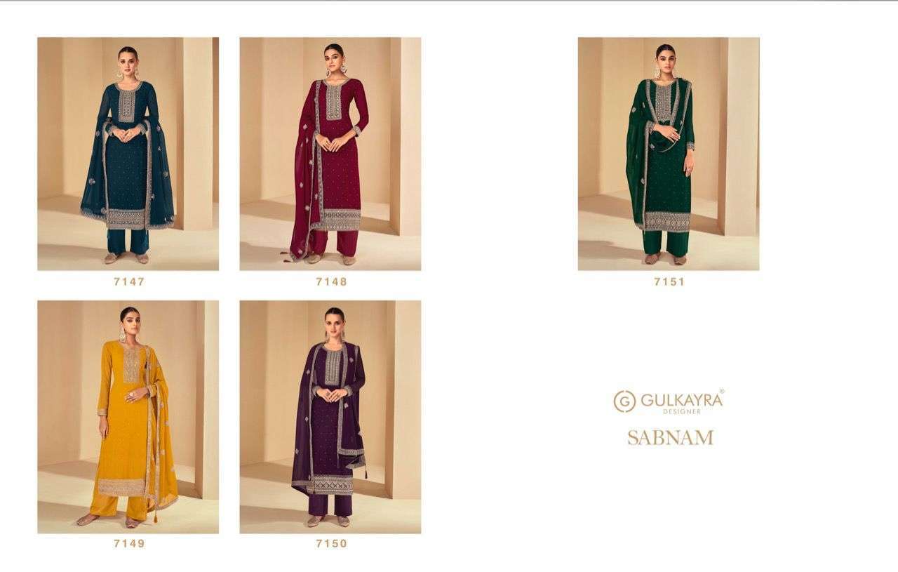 GULKAYRA DESIGNER PRESENT SABNAM SEMI STITCHED PARTY WEAR DESIGNER SUITS IN WHOLESALE PRICE IN SURAT - SAI DRESSES