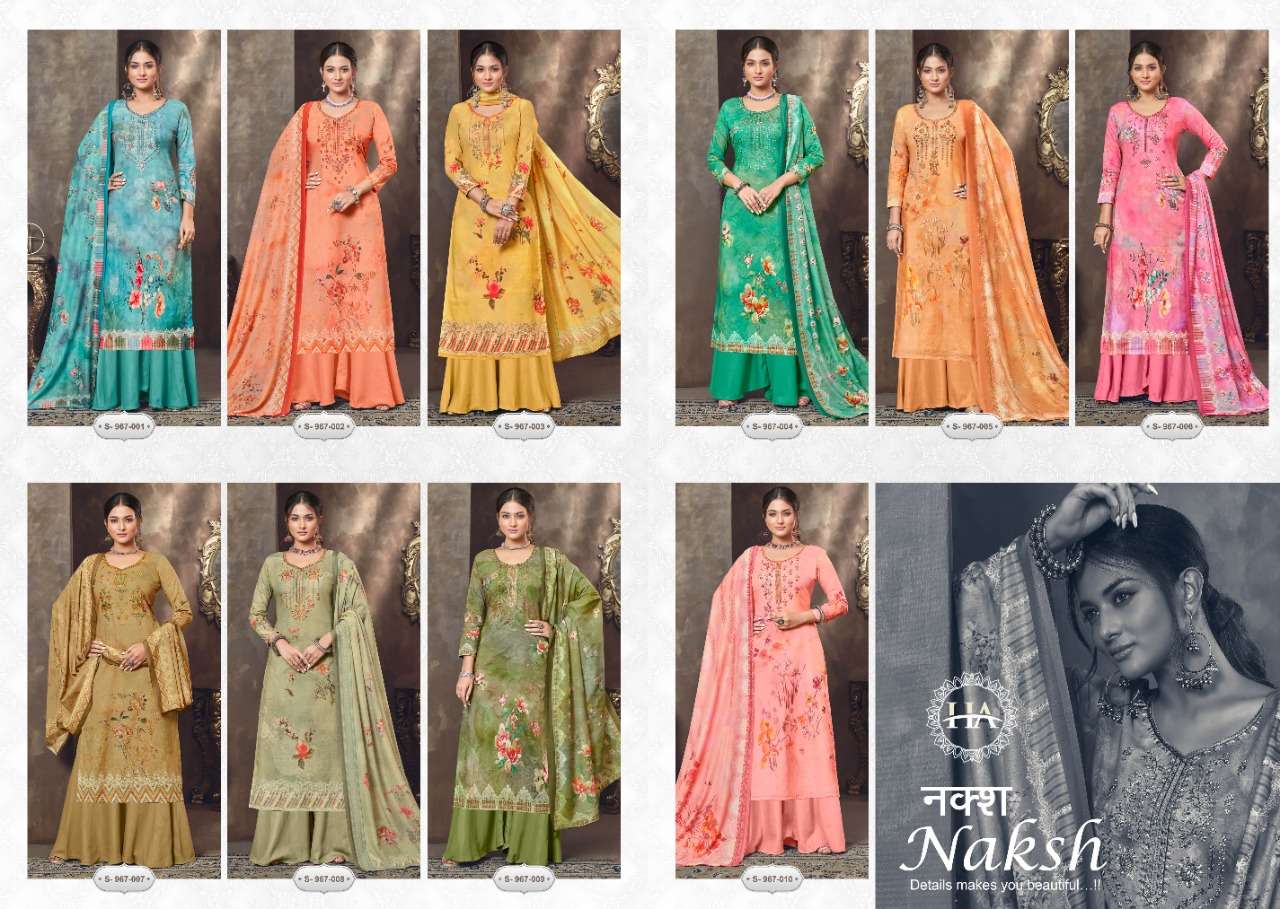  HARSHIT FASHION HUB PRESENT NAKSH CAMBRIC COTTON DIGITAL PRINT WITH EMBROIDERED DESIGNER SUITS IN WHOLESALE PRICE IN SURAT - SAI DRESSES