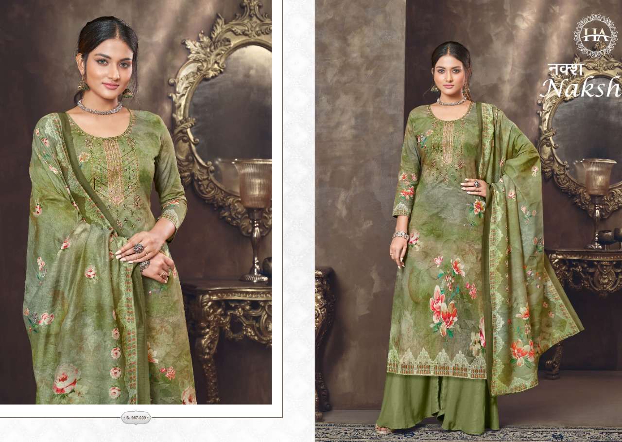  HARSHIT FASHION HUB PRESENT NAKSH CAMBRIC COTTON DIGITAL PRINT WITH EMBROIDERED DESIGNER SUITS IN WHOLESALE PRICE IN SURAT - SAI DRESSES