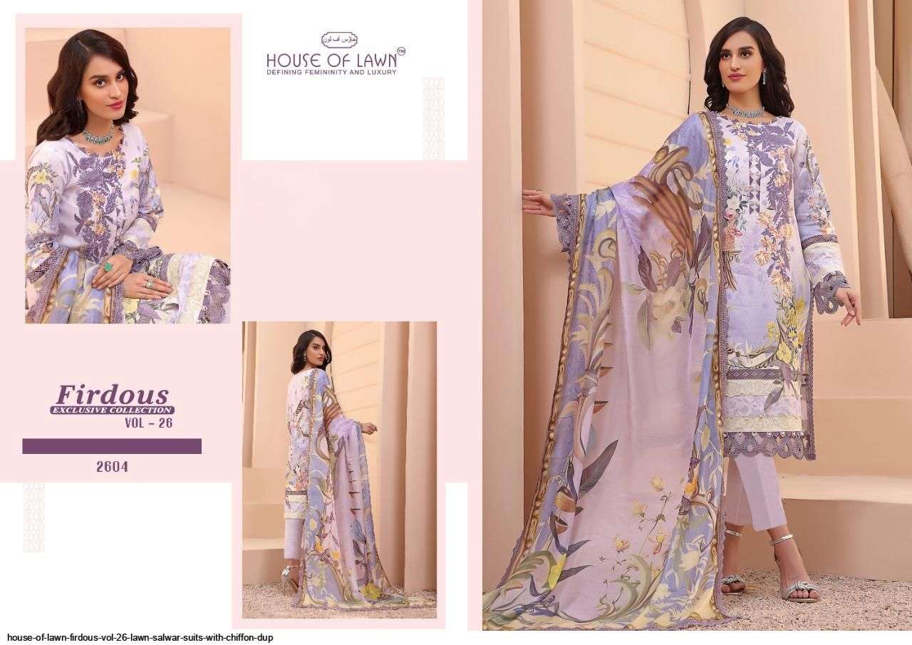 HOUSE OF LAWN PRESENT FIRDOUS EXCLUSIVE COLLECTION VOL 26 PAKISTANI DESIGNER SUITS IN WHOLESALE PRICE IN SURAT - SAI DRESSES