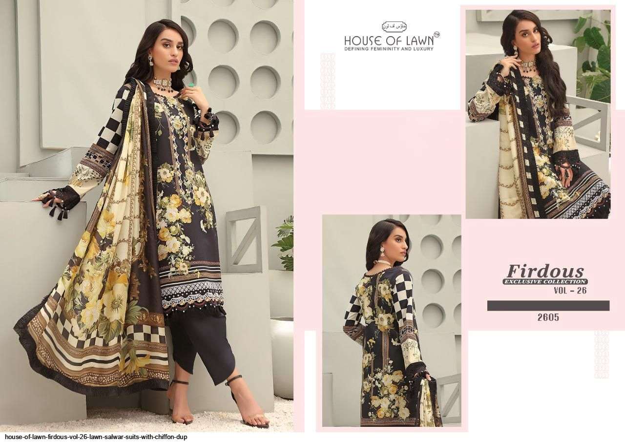 HOUSE OF LAWN PRESENT FIRDOUS EXCLUSIVE COLLECTION VOL 26 PAKISTANI DESIGNER SUITS IN WHOLESALE PRICE IN SURAT - SAI DRESSES