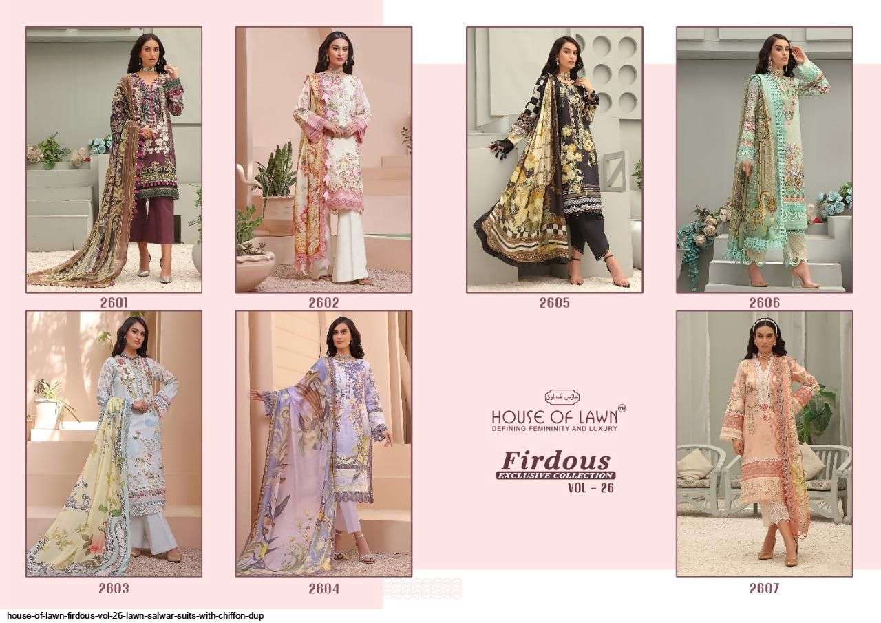 HOUSE OF LAWN PRESENT FIRDOUS EXCLUSIVE COLLECTION VOL 26 PAKISTANI DESIGNER SUITS IN WHOLESALE PRICE IN SURAT - SAI DRESSES